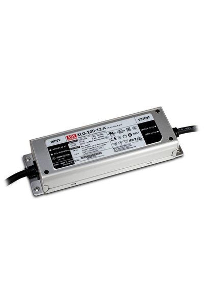 Mean Well XLG-200-12-A 12V DC 16A Dahili PFCli Tek Çıkışlı Led Sürücü