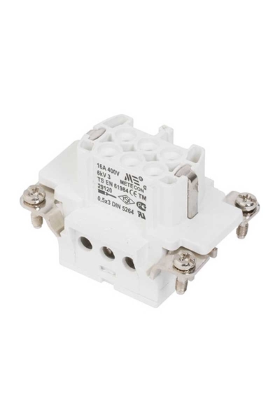 Mete Enerji - Mete Enerji 29120 6x16A 6P+E 400V Alüminyum Gövdeli Vida Bağlantılı Priz Çekirdeği Mete Enerji - Mete Enerji 29120 6x16A 6P+E 400V Alüminyum Gövdeli Vida Bağlantılı Priz Çekirdeği