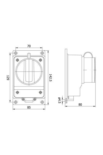 Mete Enerji 401031 3x32A 3PE 380-415V IP44 Kauçuk Duvar Prizi - Thumbnail