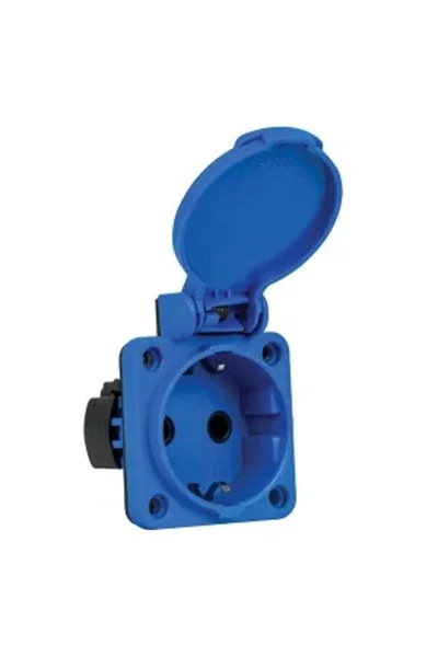 Mete Enerji - Mete Enerji 404016SB06 1x16A 2P+E 220-240V IP44 Mavi Alt Yan Girişli Pano Prizi