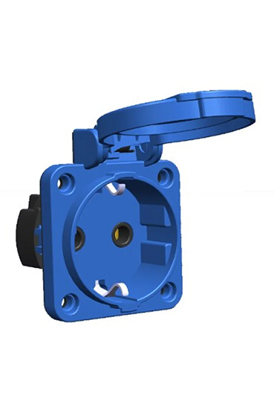 Mete Enerji - Mete Enerji 404016ST06 1x16A 2P+E 220-240V IP44 Mavi Üst Yan Girişli Pano Prizi