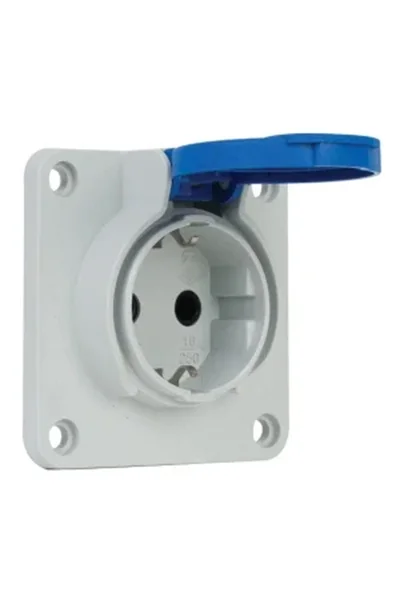 Mete Enerji - Mete Enerji 40404005 1x16A 2P+E IP54 220-240V Gri Yan Girişli Contalı Kapaklı Makine Prizi