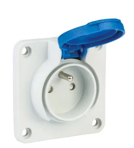 Mete Enerji - Mete Enerji 40404205 1x16A 2P+E IP54 220-240V Gri Yan Girişli Contalı Kapaklı Ups Makine Prizi