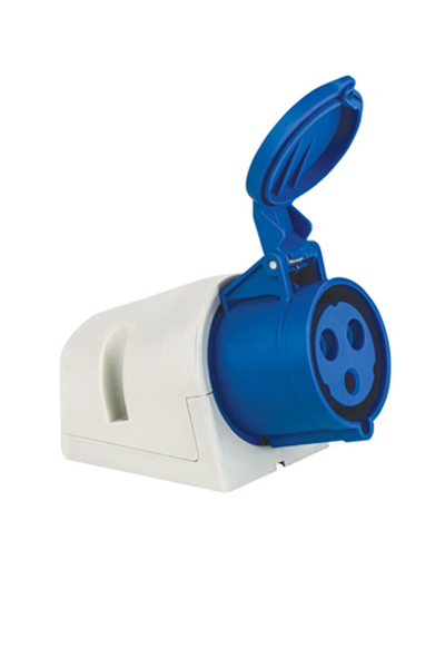 Mete Enerji 406611V 3x32A 2P+E 6h/50-60Hz 220-240V IP44 Cee Norm Vida Bağlantılı Eğik Gövdeli Duvar Prizi