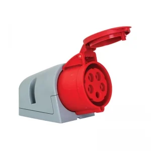 Mete Enerji - Mete Enerji 406616 5x32A 3P+N+E 6h/50-60Hz 380-415V IP44 Cee Norm Hızlı Bağlantılı Eğik Gövdeli Duvar Prizi