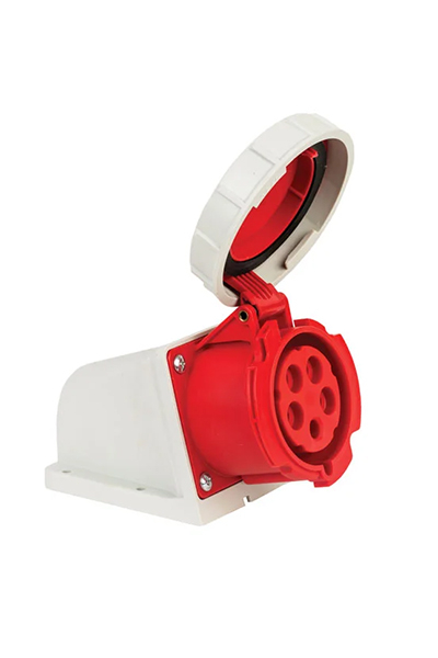 Mete Enerji - Mete Enerji 406618V 5x32A 3P+N+E 6h/50-60Hz 380-415V IP67 Cee Norm Vida Bağlantılı Eğik Gövdeli Duvar Prizi