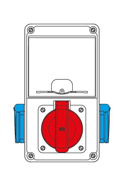 Mete Enerji 70552505E 110x210x106mm 1li Ön 401042 3x25 IP44 Düz Makine Prizi 2li Yan 404016ST06 1x16 Pano Prizli Kombinasyon Kutusu - Thumbnail