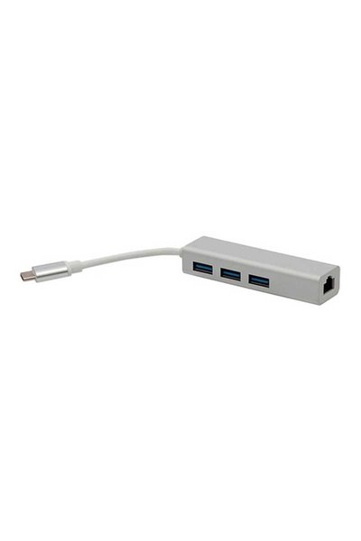 Powermaster - Powermaster PM-18229 Usb Type-C 3.0 3 Port HUB-RJ45 Çıkışlı Ethernet Adaptör Powermaster - Powermaster PM-18229 Usb Type-C 3.0 3 Port HUB-RJ45 Çıkışlı Ethernet Adaptör