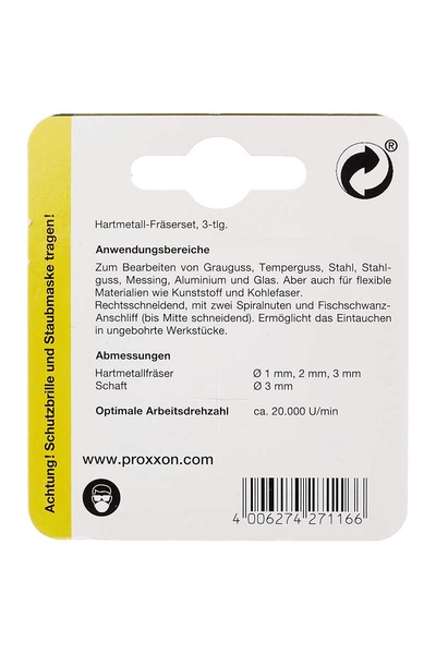 Proxxon 27116 Üçlü Tungsten Freze Uç Seti - Thumbnail