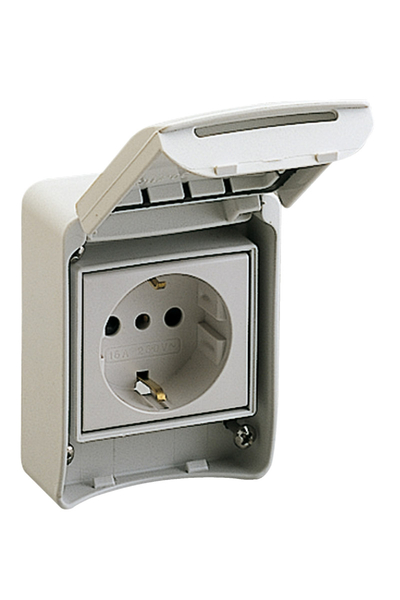 Schneider 81141 Pratika 2P+E 10/16A 250V IP65 Sıva Üstü Gri Alman Priz