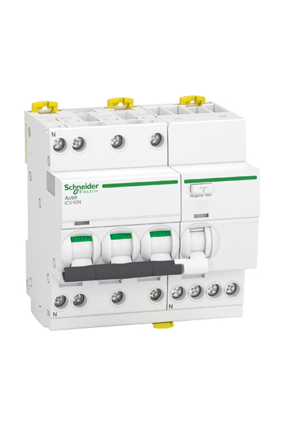 Schneider Electric - Schneider A9DE3740 ACTİ9 İCV40 3P+N 40A 6000A 30Ma AC Tipi Aşırı Akım Korumalı Kaçak Akım Kesici