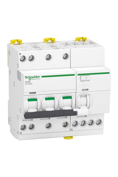 Schneider Electric - Schneider A9DE7710 ACTİ9 İCV40 3P+N 10A 6000A 300Ma AC Tipi Aşırı Akım Korumalı Kaçak Akım Kesici