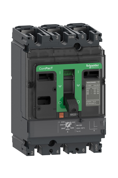 Schneider C25W3MA220 NSX250HB2 100kA Ac 3P 220A MA Kompakt Şalter