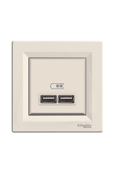 Schneider Electric - Schneider EPH2700223 İkili 2.1A Asfora Krem USB Priz Schneider Electric - Schneider EPH2700223 İkili 2.1A Asfora Krem USB Priz