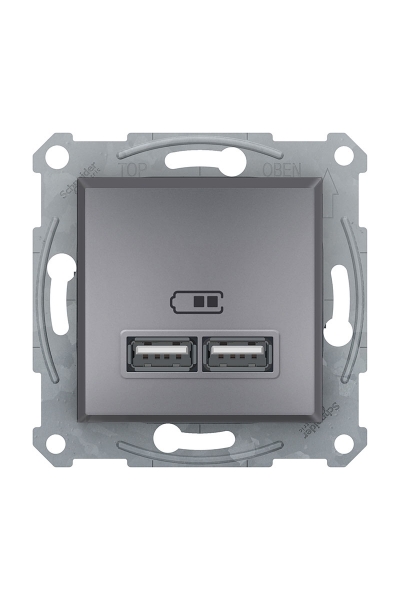 Schneider Electric - Schneider EPH2700262 İkili 2.1A Asfora Çelik Usb Prizi Schneider Electric - Schneider EPH2700262 İkili 2.1A Asfora Çelik Usb Prizi