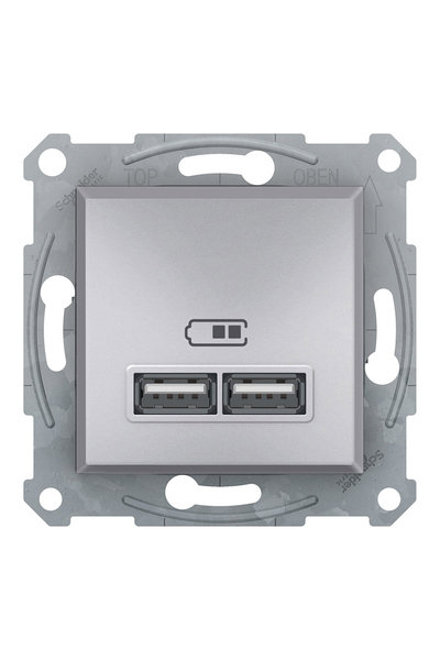 Schneider Electric - Schneider EPH2700261 Asfora 2li 21A Alüminyum Çerçeveli USB Prizi Schneider Electric - Schneider EPH2700261 Asfora 2li 21A Alüminyum Çerçeveli USB Prizi