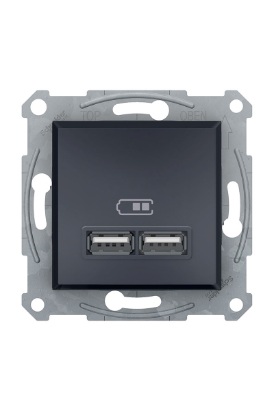 Schneider Electric - Schneider EPH2700271 İkili 2.1A Asfora Antrasit USB Priz Schneider Electric - Schneider EPH2700271 İkili 2.1A Asfora Antrasit USB Priz