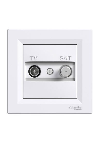 Schneider EPH3400321 Asfora 2li 8Db Beyaz Çerçeveli Geçişli F Tipi TV-SAT Prizi