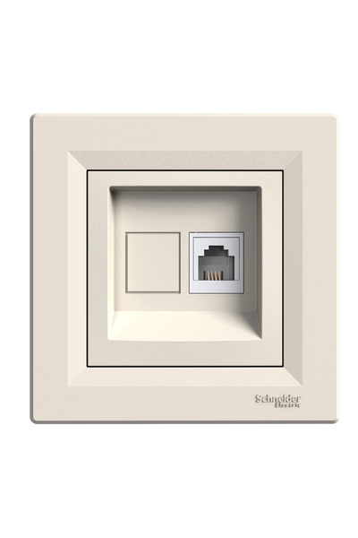 Schneider Electric - Schneider EPH4100123 Asfora Tekli Krem Çerçeveli RJ11 Telefon Prizi