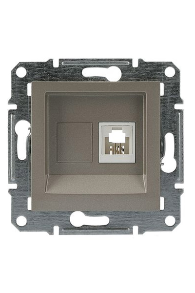 Schneider Electric - Schneider EPH4100169 Tek Çıkışlı Asfora Bronz RJ11 Telefon Prizi