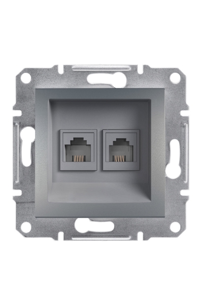 Schneider EPH4200162 İki Çıkışlı Asfora Çelik RJ11 Telefon Prizi