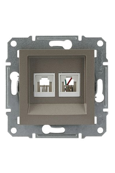Schneider EPH4200169 İki Çıkışlı Asfora Bronz RJ11 Telefon Prizi