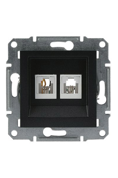 Schneider Electric - Schneider EPH4200171 İki Çıkışlı Asfora Antrasit RJ11 Telefon Prizi