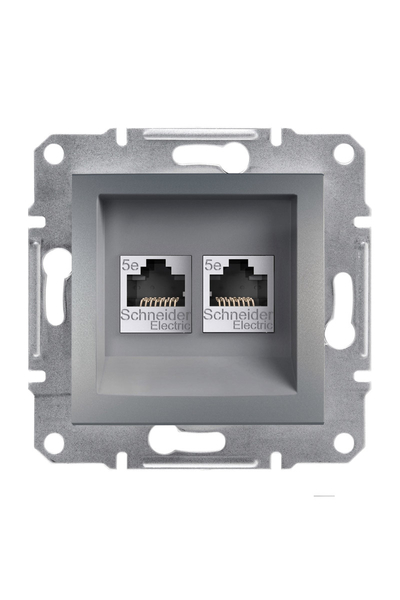 Schneider Electric - Schneider EPH4400162 Asfora 2li RJ45 CAT5E UTP Çelik Telefon Prizi