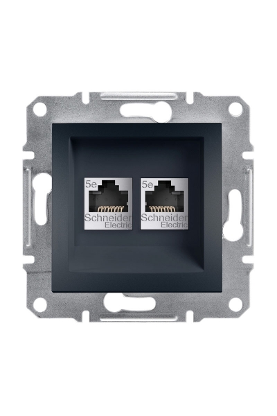 Schneider EPH4400171 İkili Asfora Antrasit RJ45 CAT5E UTP Telefon Data Prizi