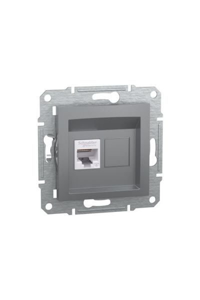 Schneider Electric - Schneider EPH4700162 Asfora Tek Çıkışlı Çelik RJ45 CAT6 UTP Telefon Prizi
