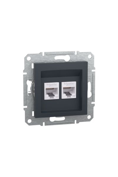 Schneider Electric - Schneider EPH4800171 Asfora 2 Çıkışlı Antrasit RJ45 CAT6 UTP Data Prizi