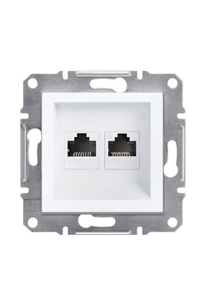 Schneider Electric - Schneider EPH4870121 Asfora 2li Beyaz Çerçevesiz RJ45 CAT6 UTP Telefon Data Prizi