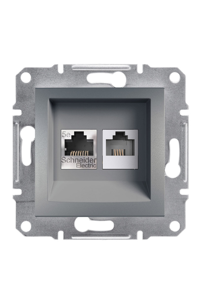 Schneider Electric - Schneider EPH4900162 Asfora Çelik Çerçevesiz RJ45 CAT5E UTP+RJ12 Priz