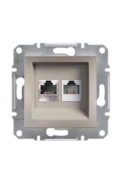 Schneider Electric - Schneider EPH4900169 Asfora Bronz RJ11+RJ45 CAT5E UTP Telefon Data Prizi