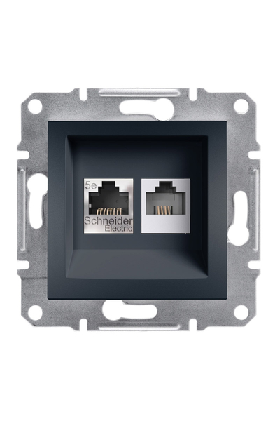 Schneider Electric - Schneider EPH4900171 Asfora Antrasit Çerçevesiz RJ45 CAT5E UTP+RJ12 Priz