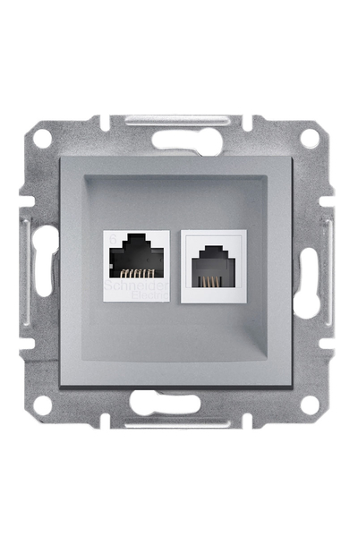 Schneider Electric - Schneider EPH5200161 Asfora Alümiyum Çerçevesiz RJ45 CAT6 UTP+RJ11 Priz