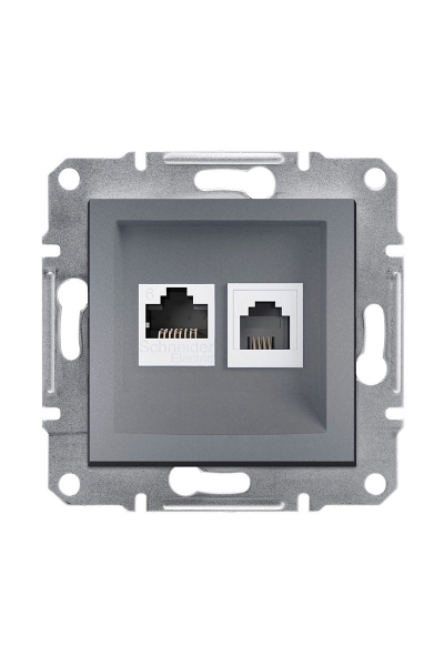 Schneider Electric - Schneider EPH5200162 Asfora Çelik RJ45-RJ11 CAT6 UTP Telefon Data Prizi