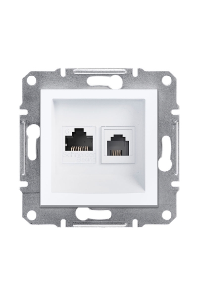 Schneider Electric - Schneider EPH5270121 Asfora Beyaz Çerçevesiz RJ11 RJ45 CAT6 UTP Telefon Data Prizi