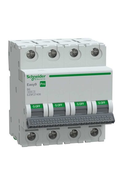 Schneider EZ9F27406 Easy 9 Pro 4P 6A 6 kA B Tipi Otomatik Sigorta