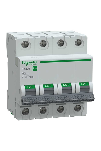 Schneider EZ9F27420 Easy 9 Pro 4P 20A 6 kA B Tipi Otomatik Sigorta