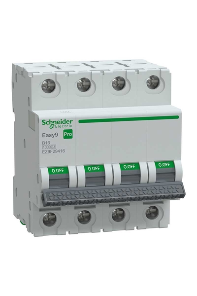 Schneider EZ9F29416 Easy 9 Pro 4P 16A 10 kA B Tipi Otomatik Sigorta