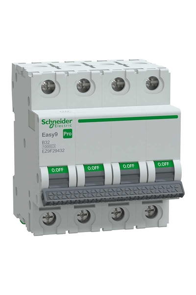 Schneider EZ9F29432 Easy 9 Pro 4P 32A 10 kA B Tipi Otomatik Sigorta