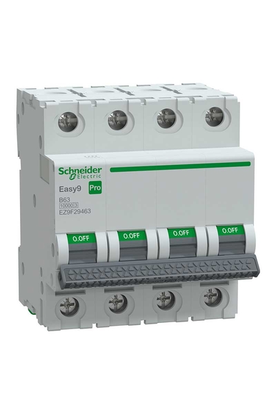 Schneider EZ9F29463 Easy 9 Pro 4P 63A 10 kA B Tipi Otomatik Sigorta
