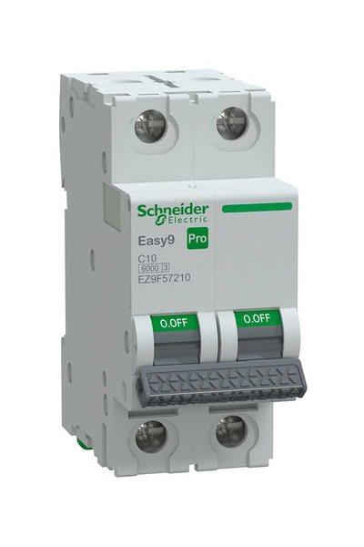 Schneider EZ9F57210 Easy 9 Pro 2P 10A 6 kA C Tipi Otomatik Sigorta