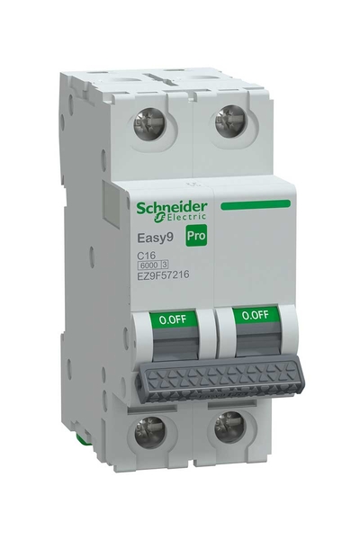 Schneider EZ9F57216 Easy 9 Pro 2P 16A 6 kA C Tipi Otomatik Sigorta