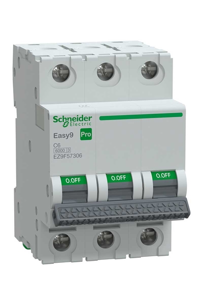 Schneider EZ9F57306 Easy 9 Pro 3P 6A 6 kA C Tipi Otomatik Sigorta