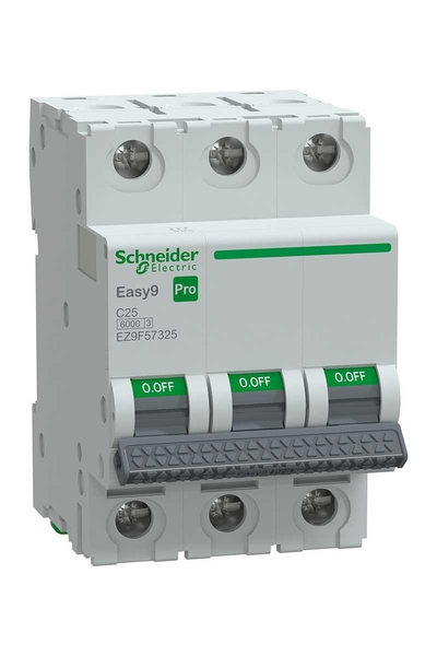 Schneider EZ9F57325 Easy 9 Pro 3P 25A 6 kA C Tipi Otomatik Sigorta