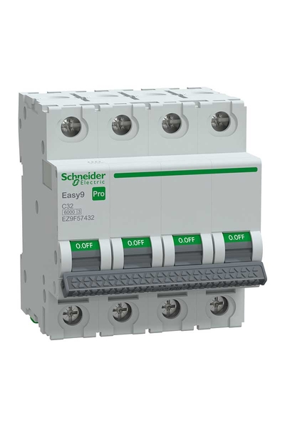 Schneider EZ9F57432 Easy 9 Pro 4P 32A 6 kA C Tipi Otomatik Sigorta