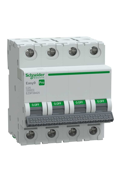 Schneider EZ9F59425 Easy 9 Pro 4P 25A 10 kA C Tipi Otomatik Sigorta