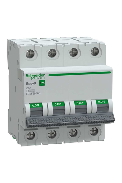 Schneider EZ9F59463 Easy 9 Pro 4P 63A 10 kA C Tipi Otomatik Sigorta